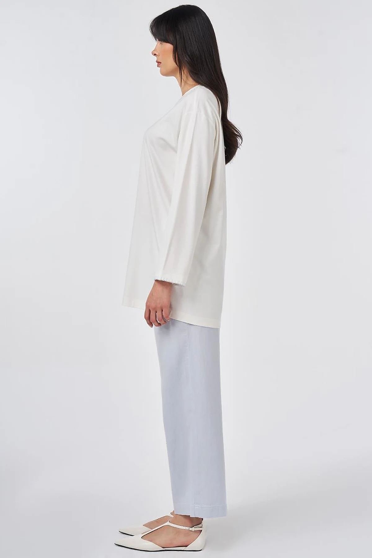 Topstitched Jersey Sweatshirt Optical White