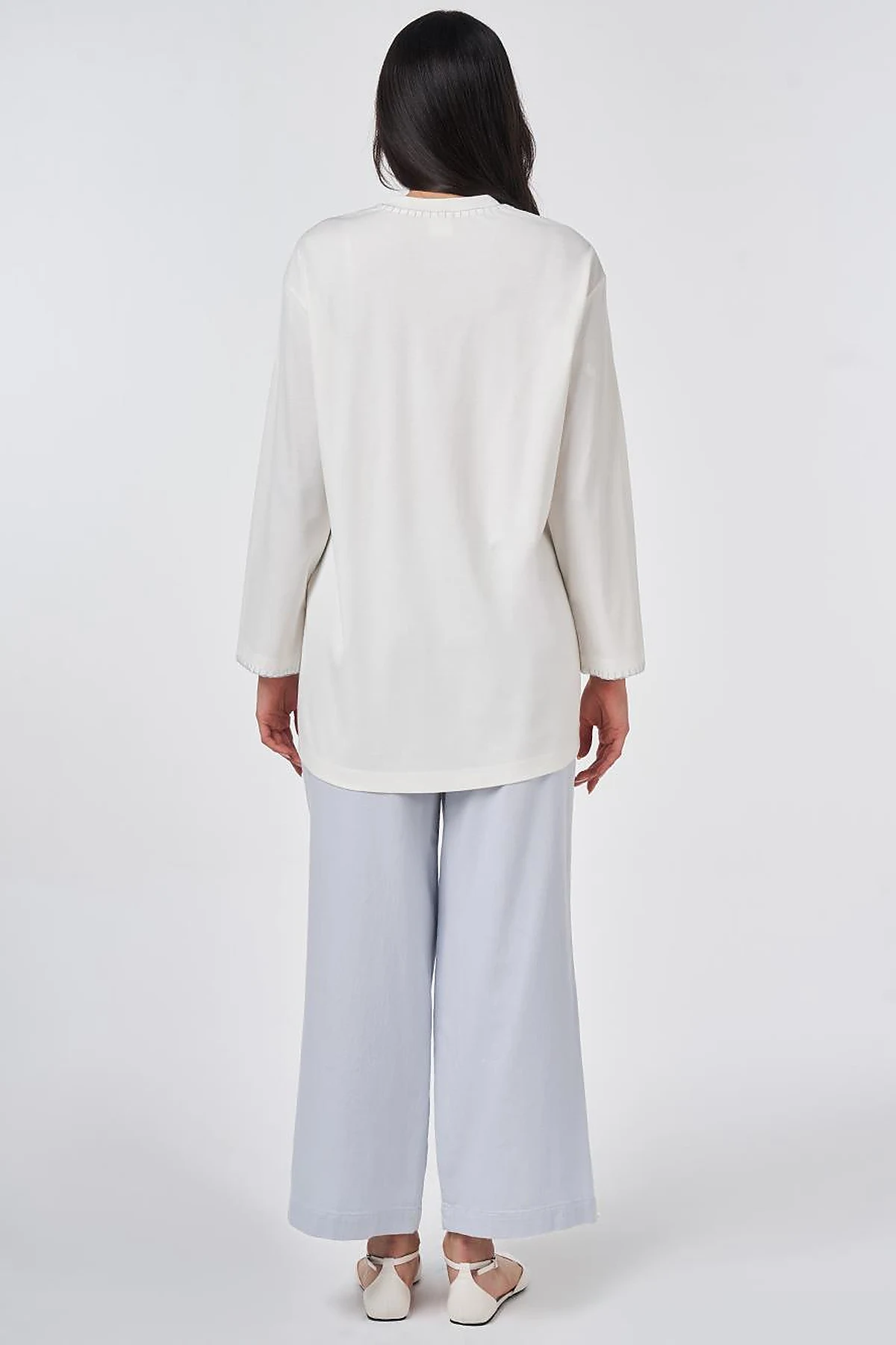 Topstitched Jersey Sweatshirt Optical White