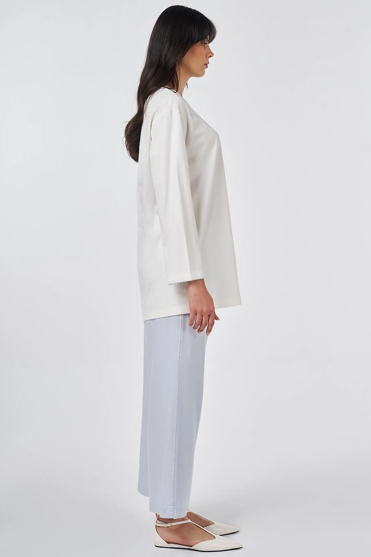 Topstitched Jersey Sweatshirt Optical White