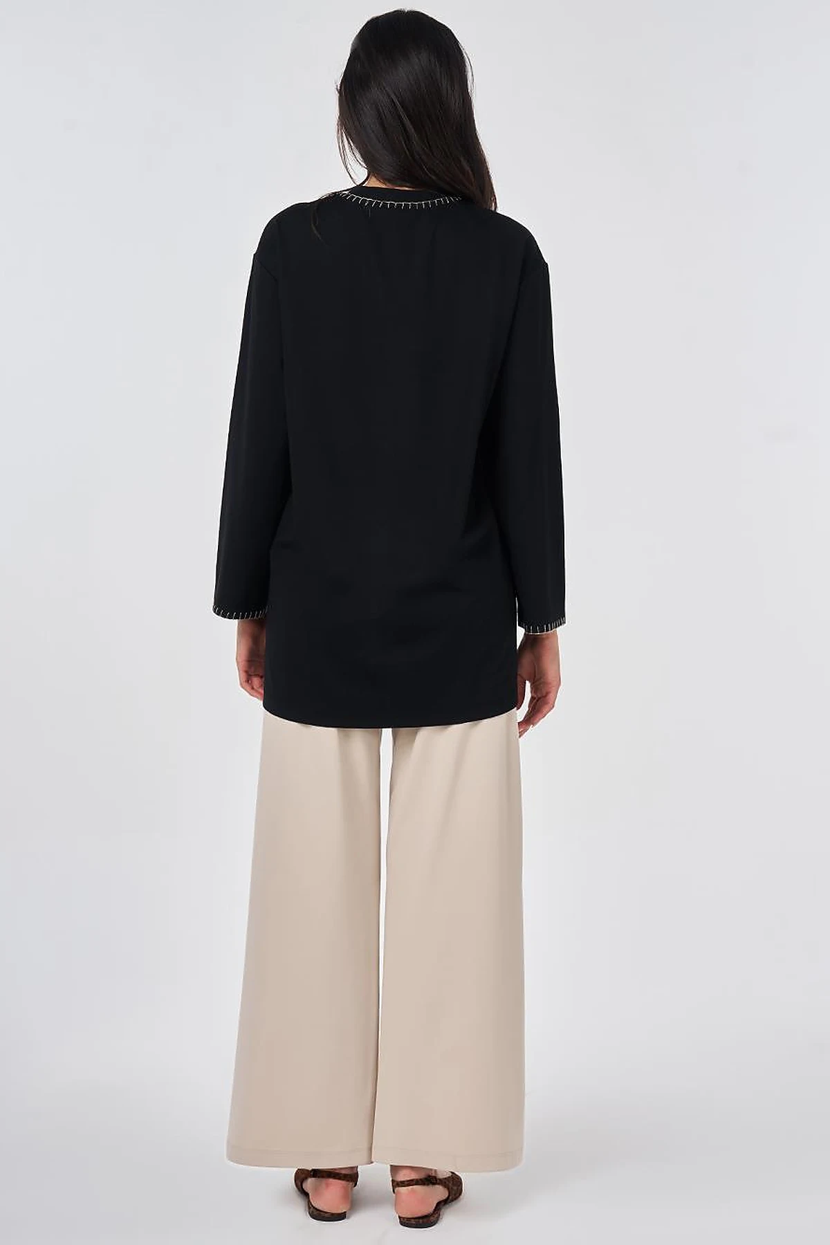 Topstitched Jersey Sweatshirt Black