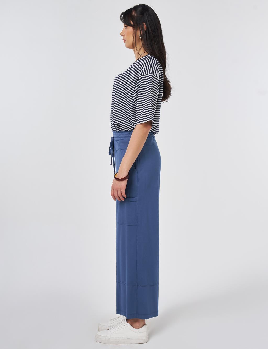 Relaxed Fit Rayon Trousers Indigo