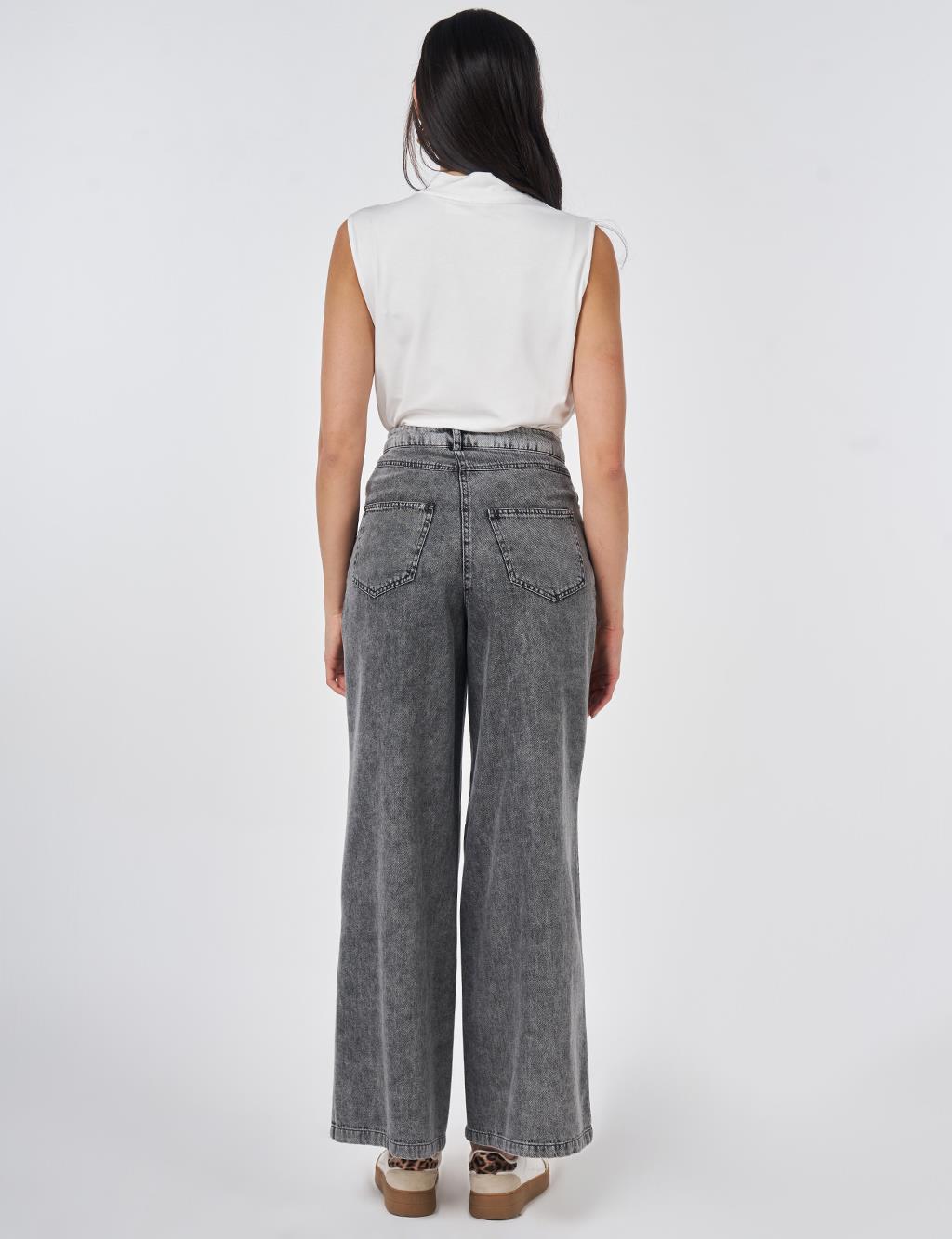 Washed Stitch-Detail Denim Pants Gray 