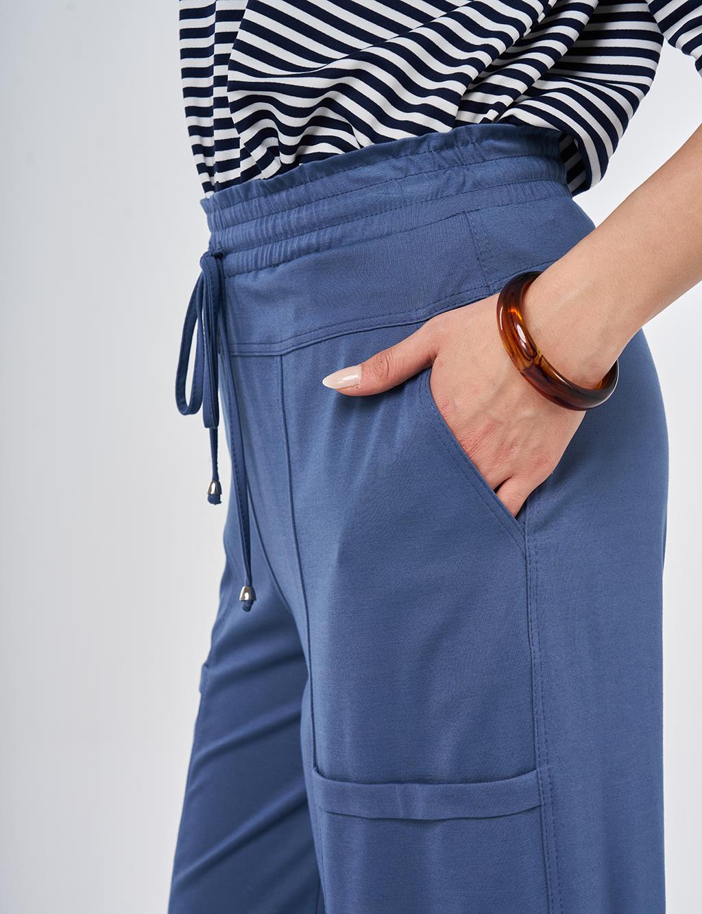 Relaxed Fit Rayon Trousers Indigo
