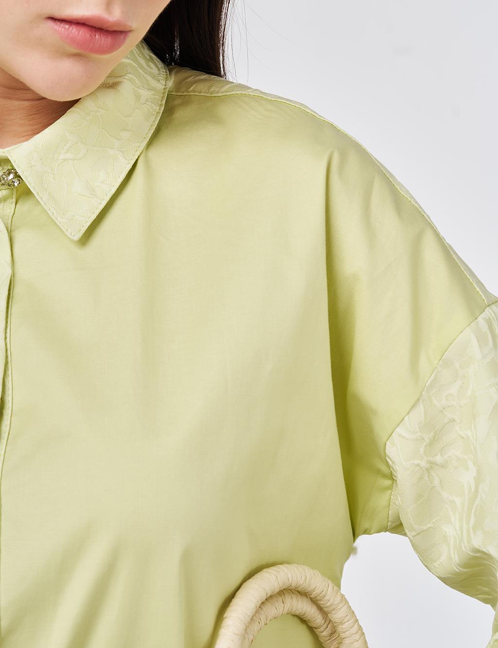 Fabric-Trimmed Cotton Tunic Lime