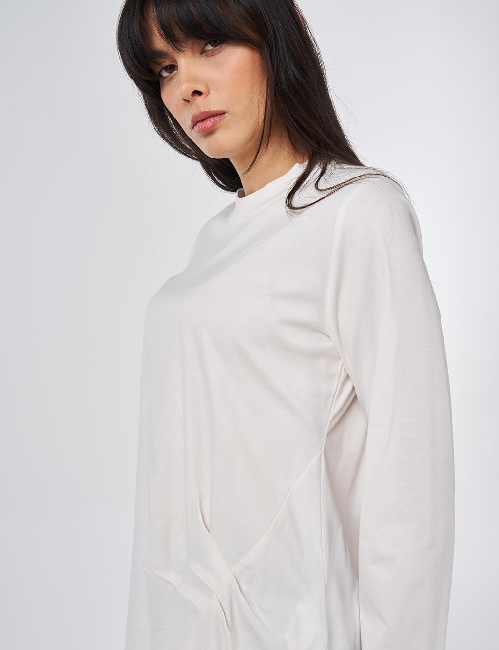 Draped Detail Rayon Blouse Optical White