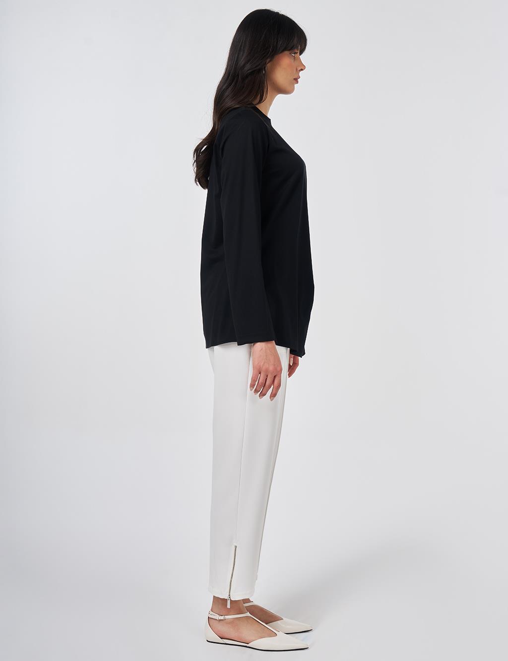 Draped Detail Rayon Blouse Black