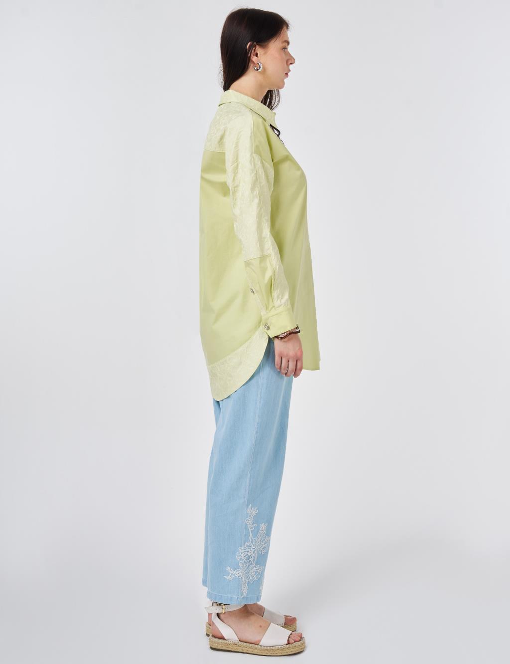 Fabric-Trimmed Cotton Tunic Lime