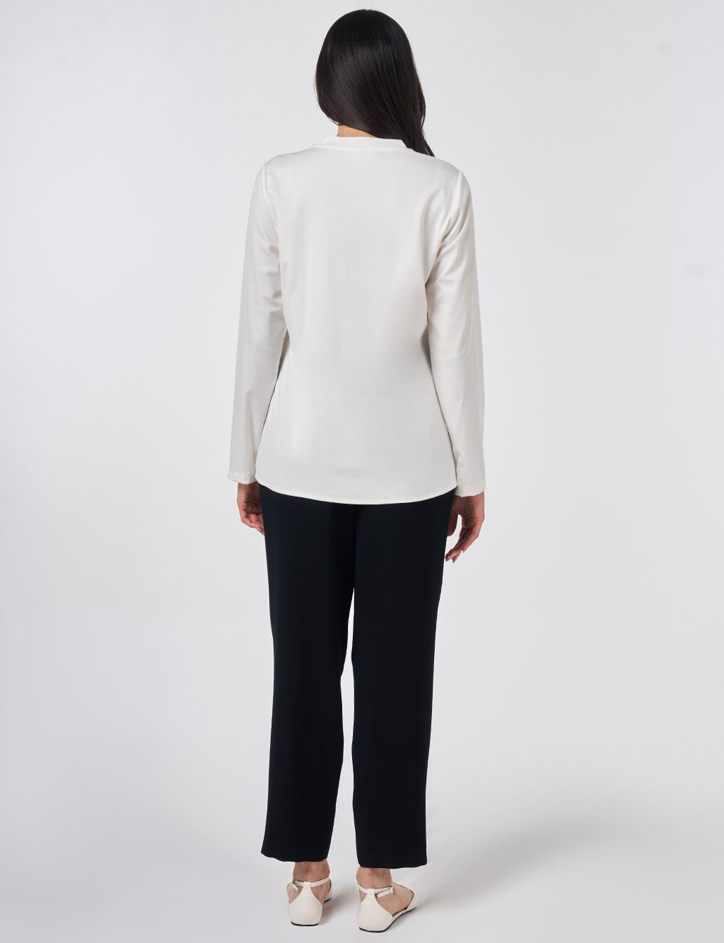Draped Detail Rayon Blouse Optical White