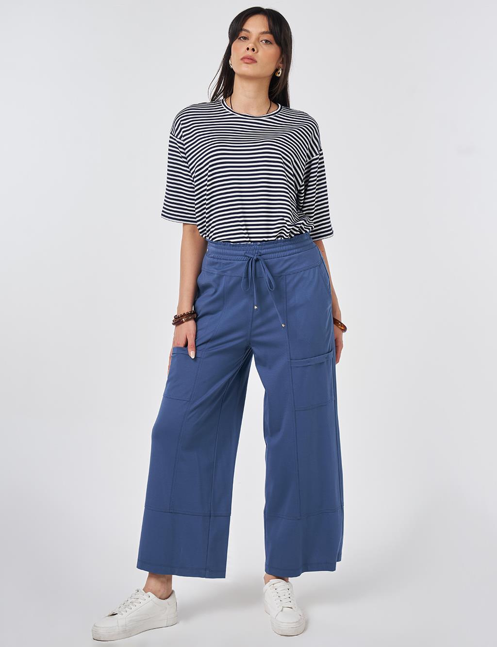 Relaxed Fit Rayon Trousers Indigo