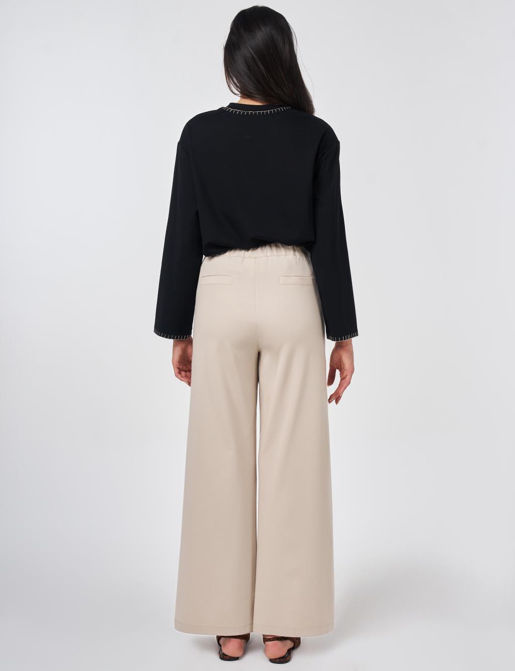 Metal-Buckle Rayon Pants Stone