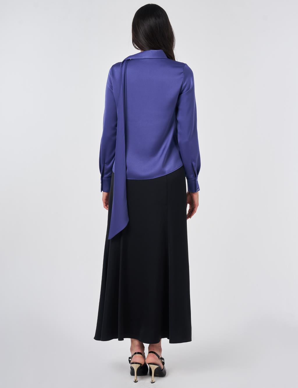 Şal Yaka Saten Şık Bluz Parlament