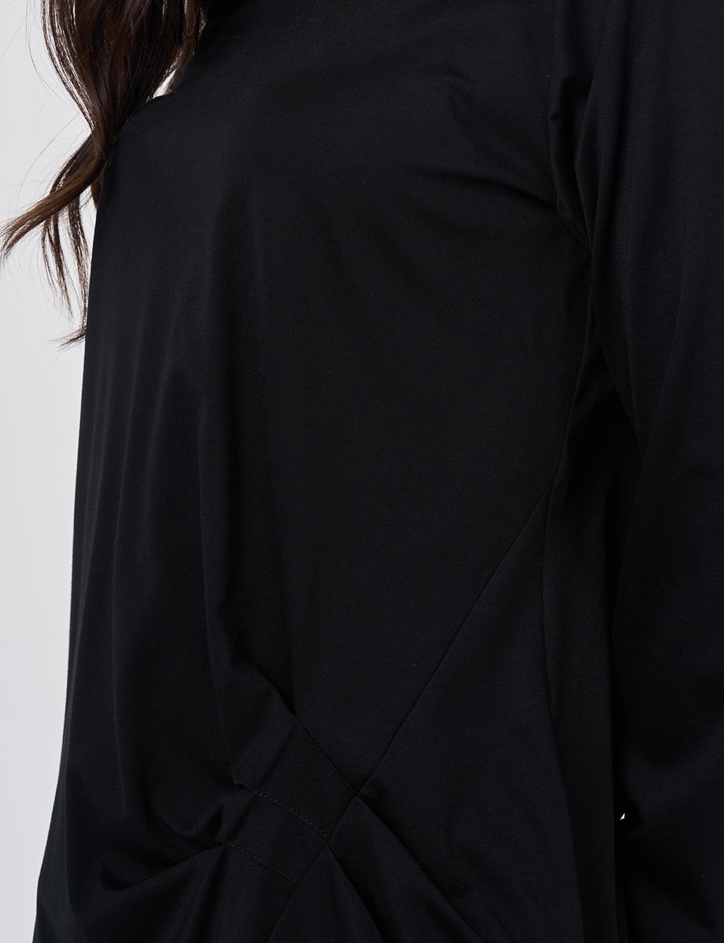 Draped Detail Rayon Blouse Black