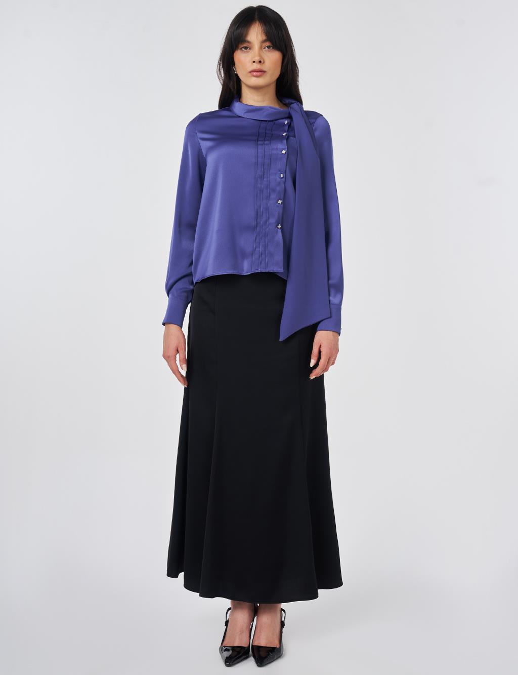 Şal Yaka Saten Şık Bluz Parlament