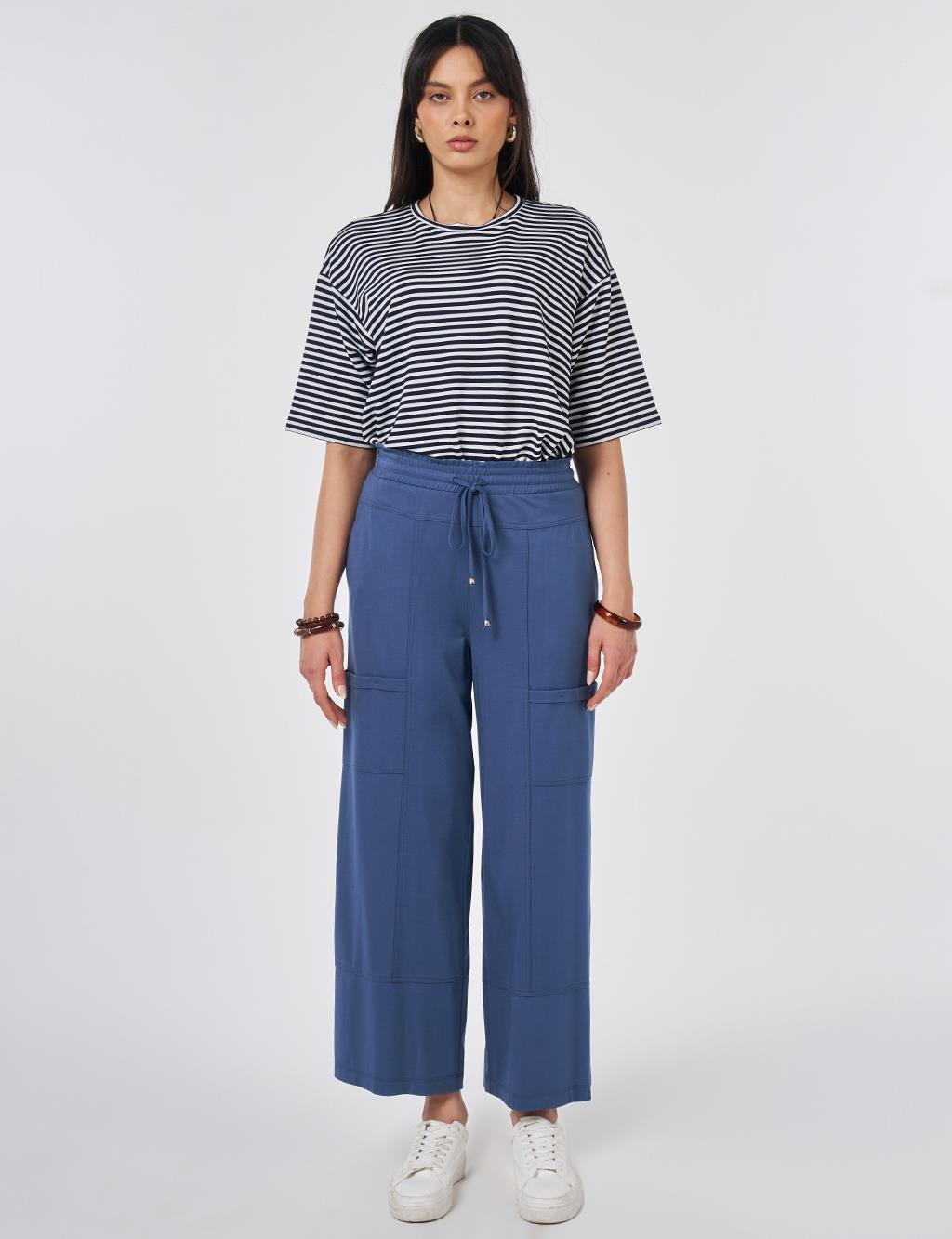 Relaxed Fit Rayon Trousers Indigo