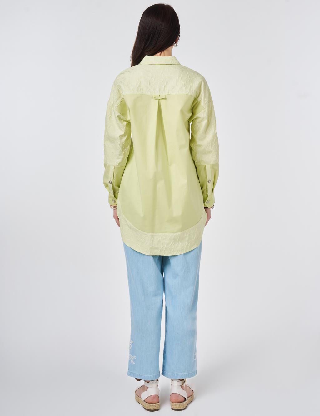 Fabric-Trimmed Cotton Tunic Lime