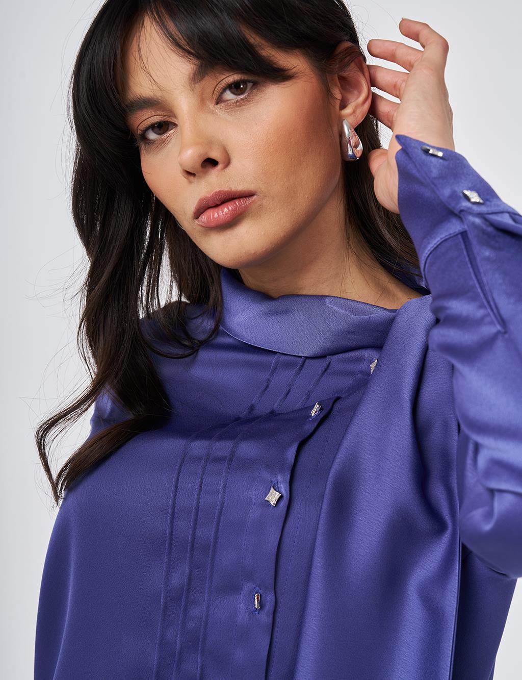 Şal Yaka Saten Şık Bluz Parlament