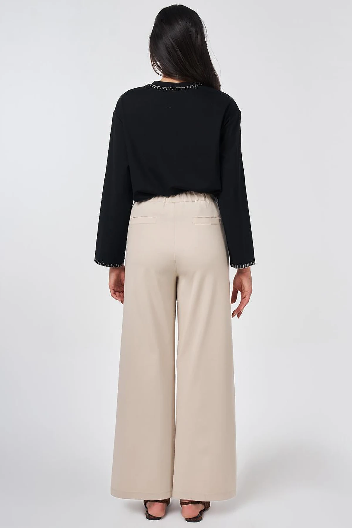 Metal-Buckle Rayon Pants Stone