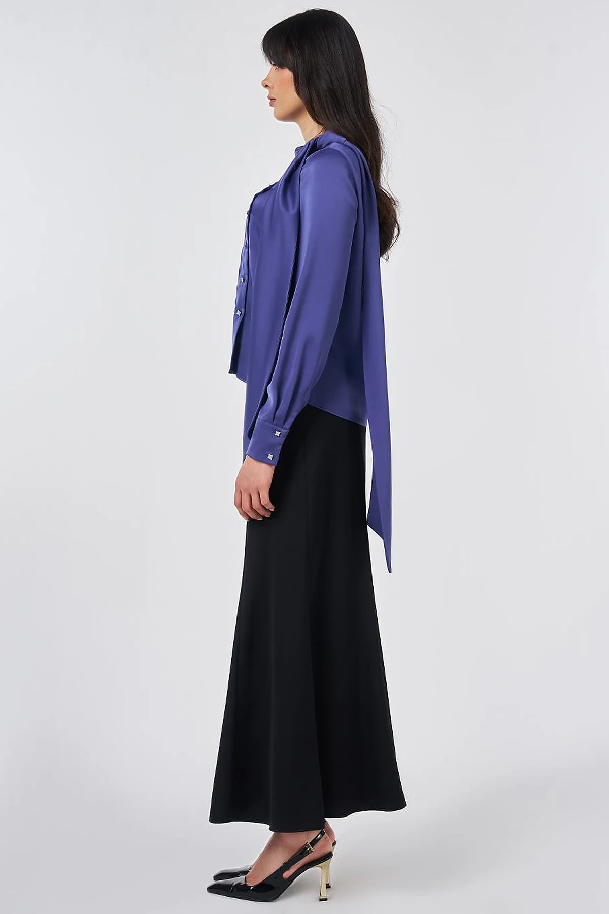 Shawl Collar Satin Elegant Blouse Parliament