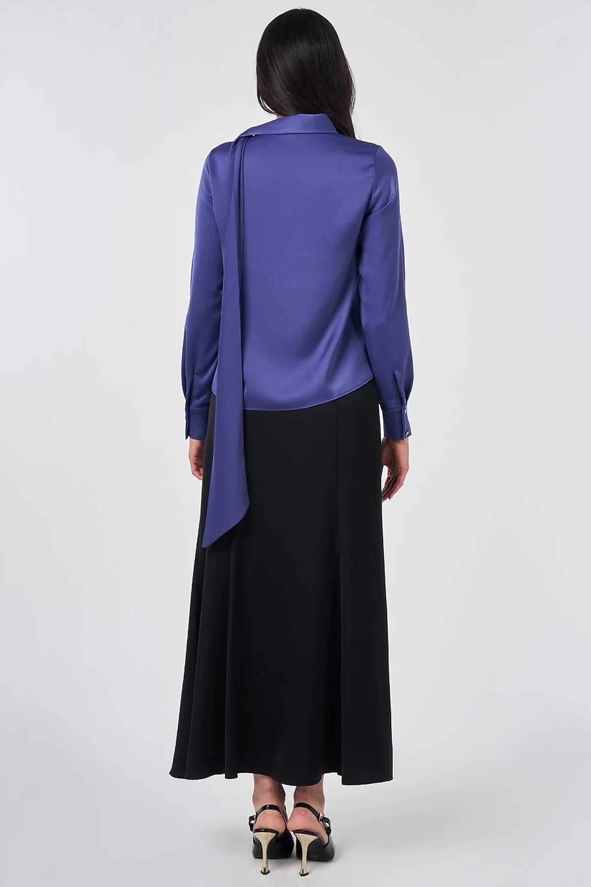 Shawl Collar Satin Elegant Blouse Parliament