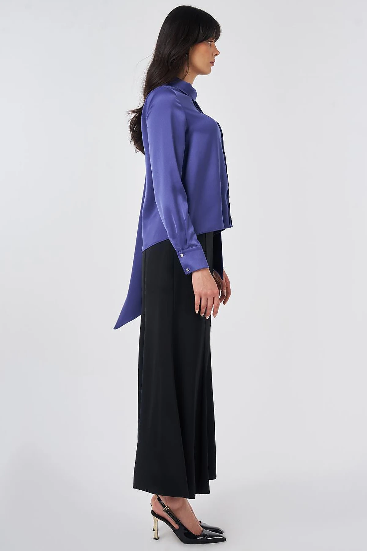 Shawl Collar Satin Elegant Blouse Parliament