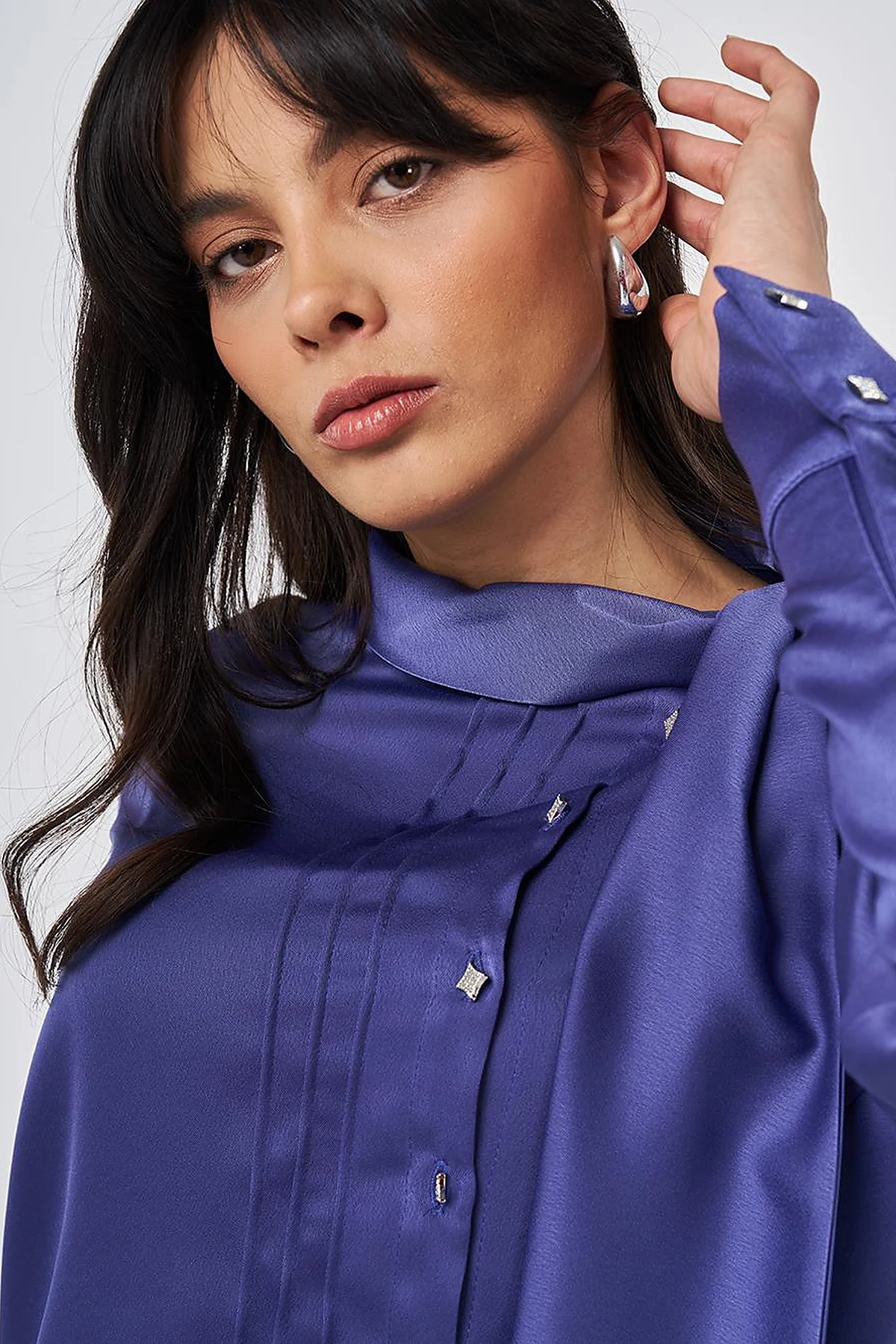 Shawl Collar Satin Elegant Blouse Parliament