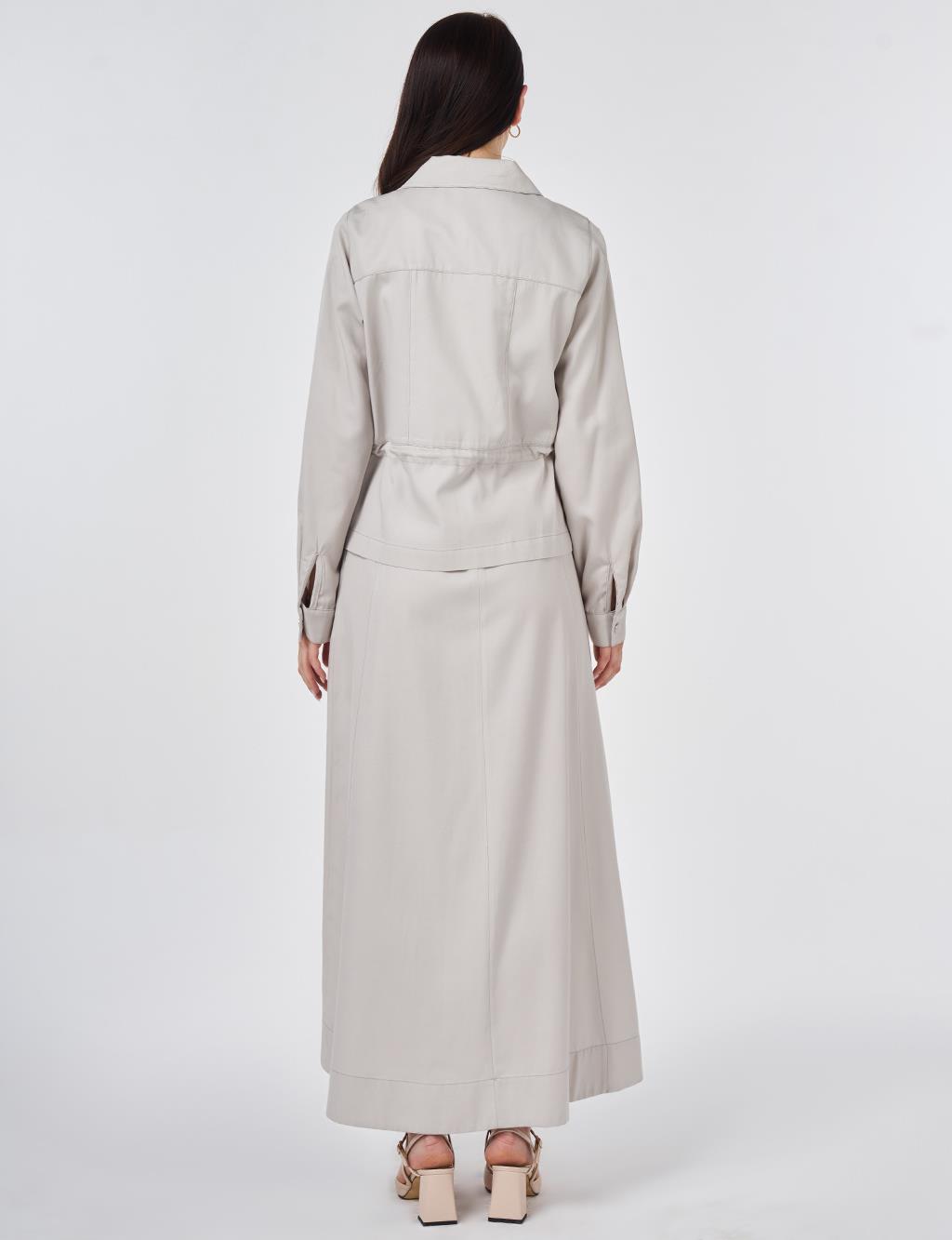 Punto Dikişli Lyocell Pamuk İkili Takım Açık Gri