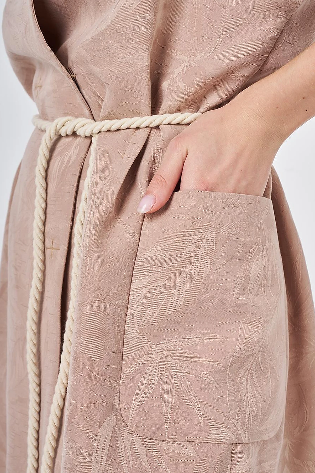Modal Vest Set with Drawstring Belt Nude