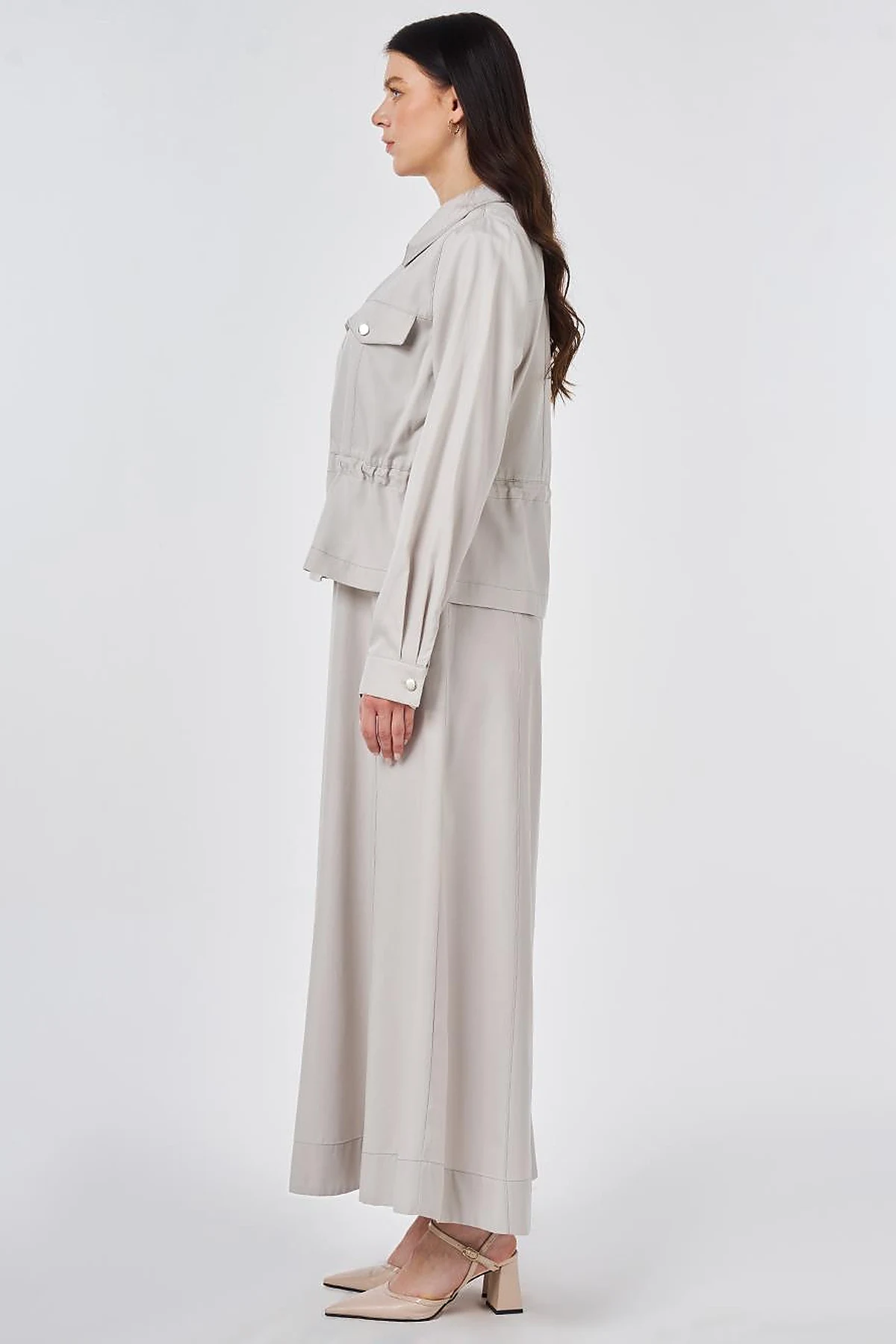 Punto Stitched Lyocell Cotton Two-Piece Set Light Gray