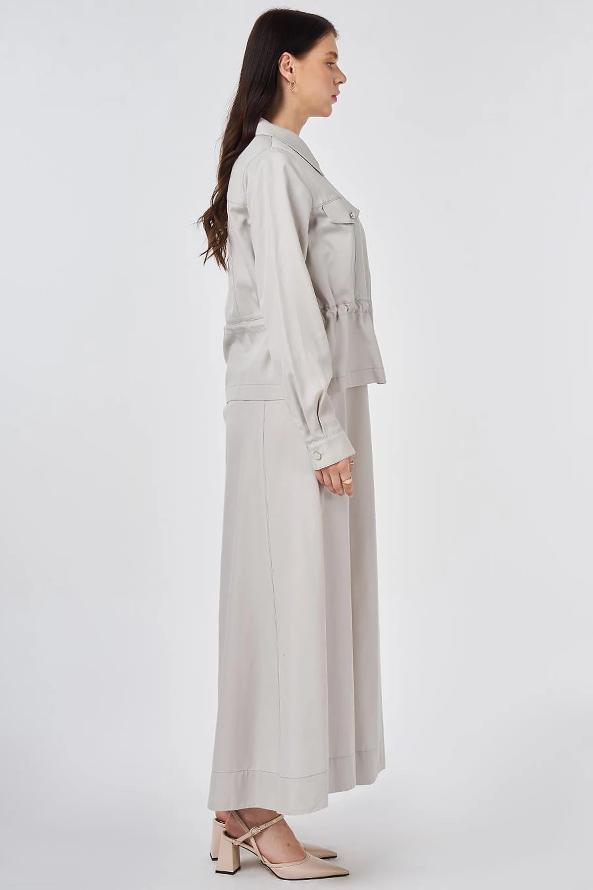 Punto Stitched Lyocell Cotton Two-Piece Set Light Gray