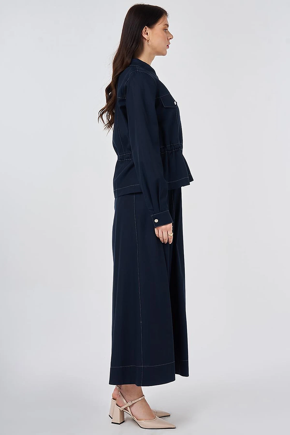 Punto Stitched Lyocell Cotton Two-Piece Set Dark Navy