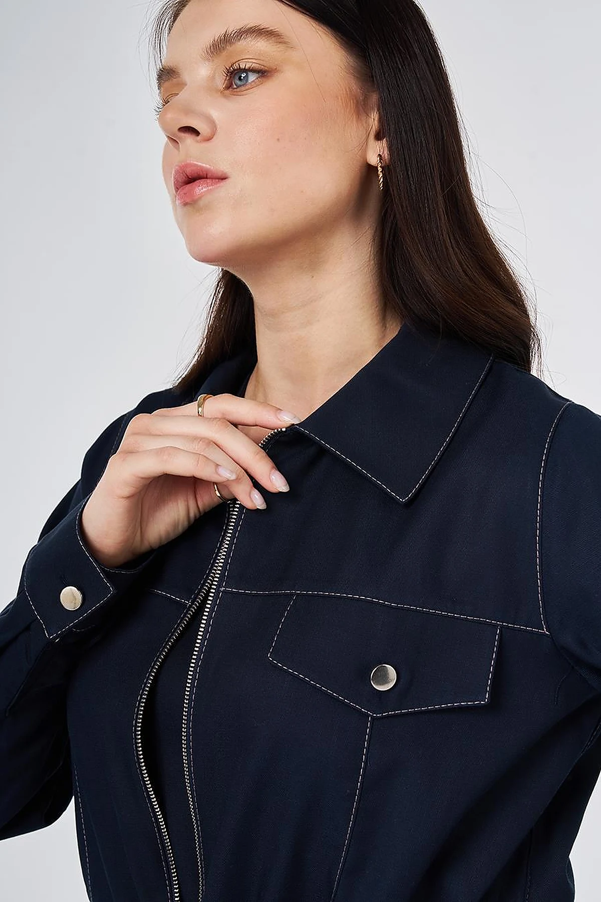 Punto Stitched Lyocell Cotton Two-Piece Set Dark Navy