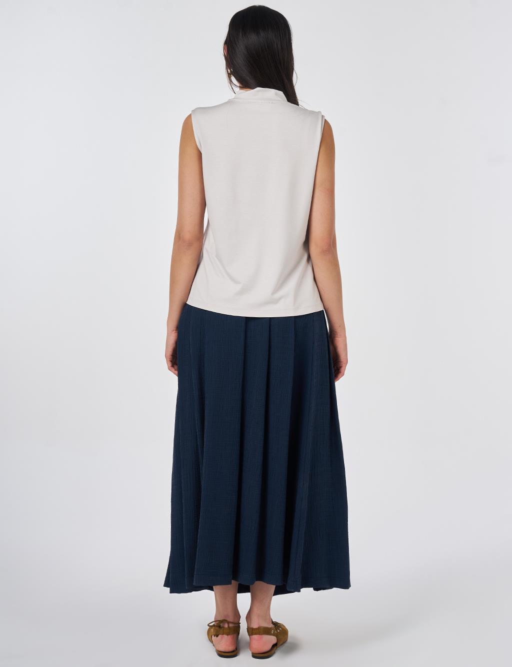 Short Stand-Up Collar Viscose T-shirt Light Gray