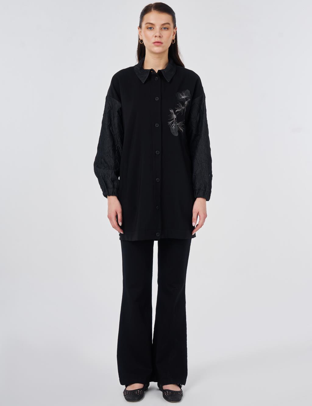 Embroidered Appliqué Jacket Black