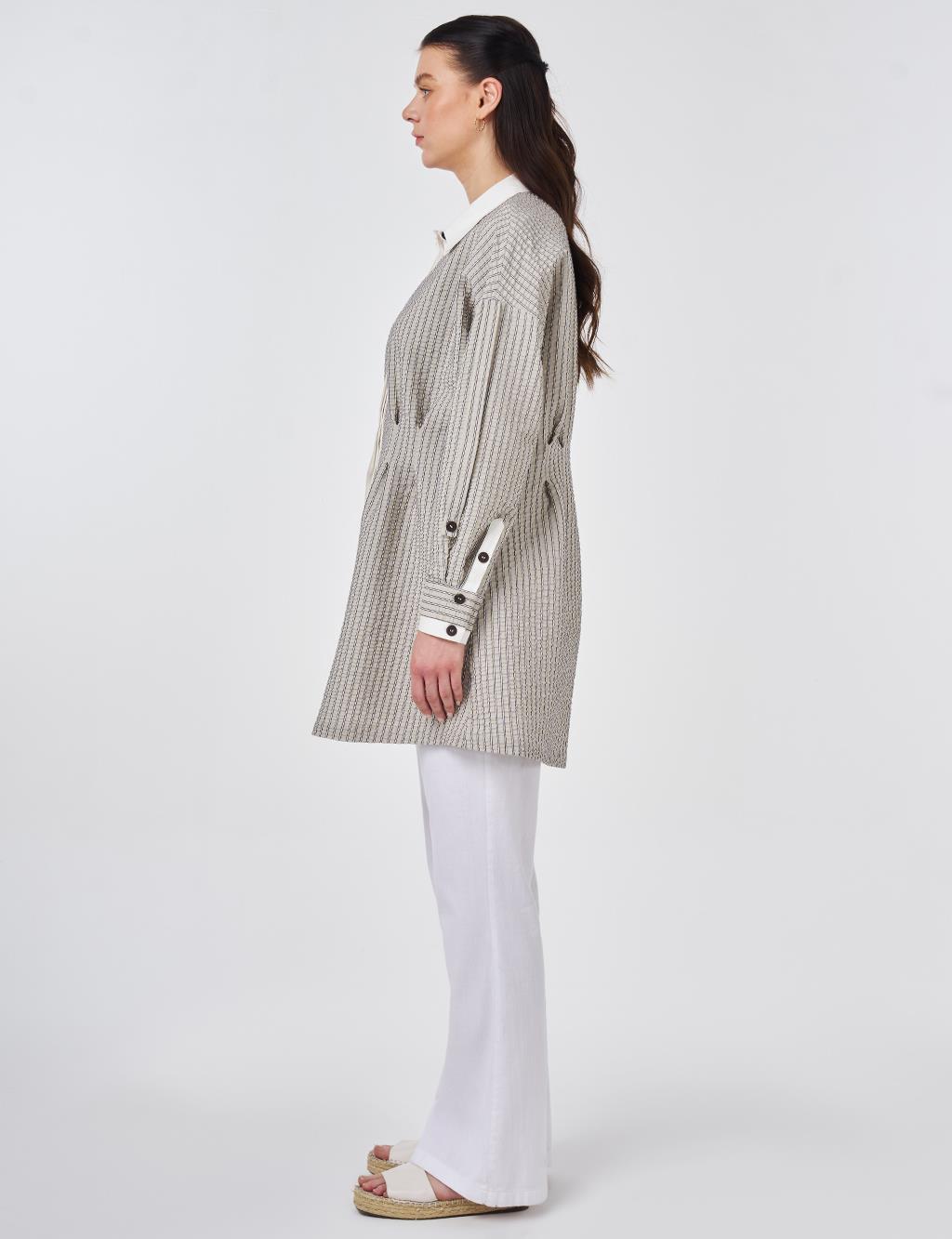 Darled Detail Cotton Tunic Dark Coffee