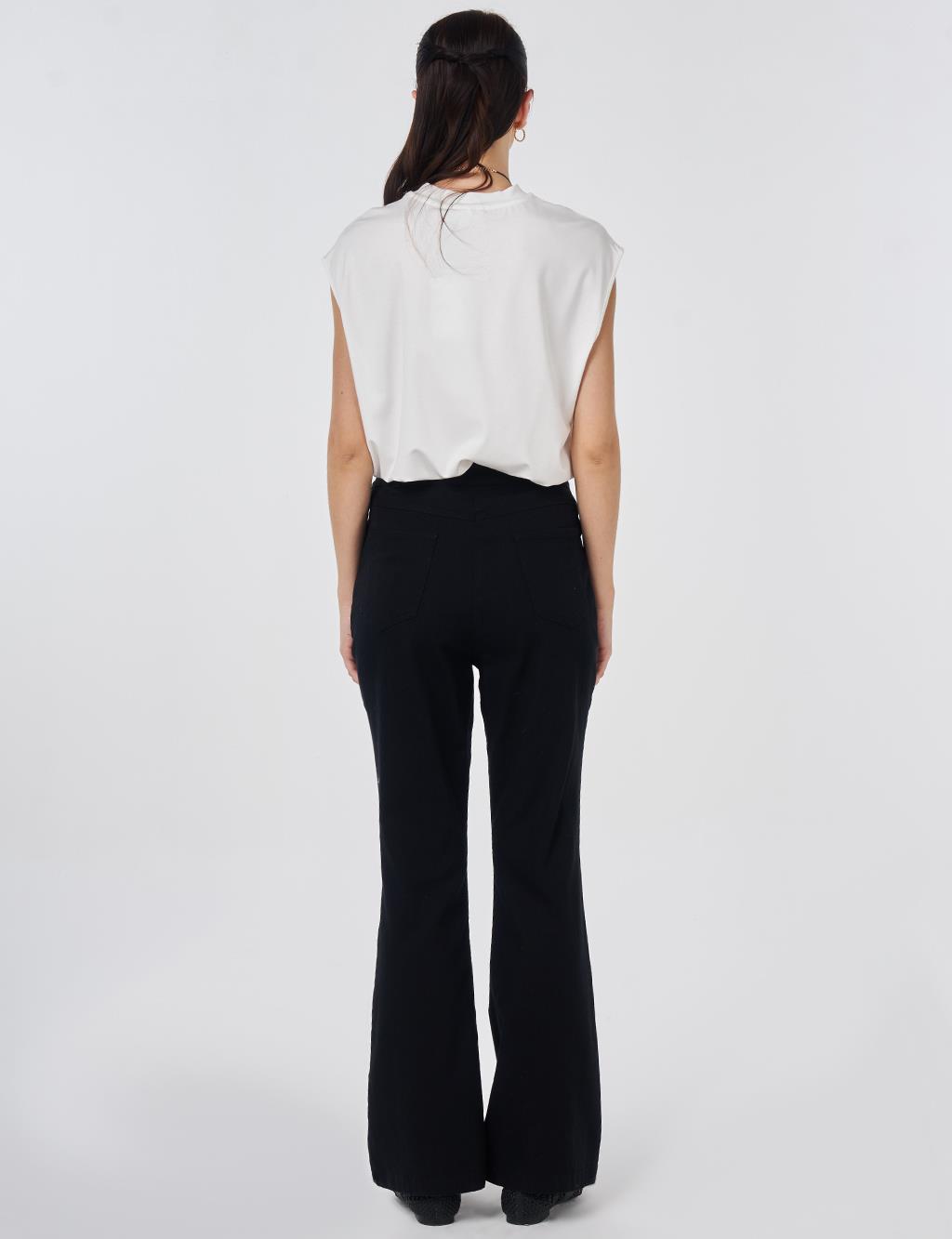 Flared Denim Pants Black