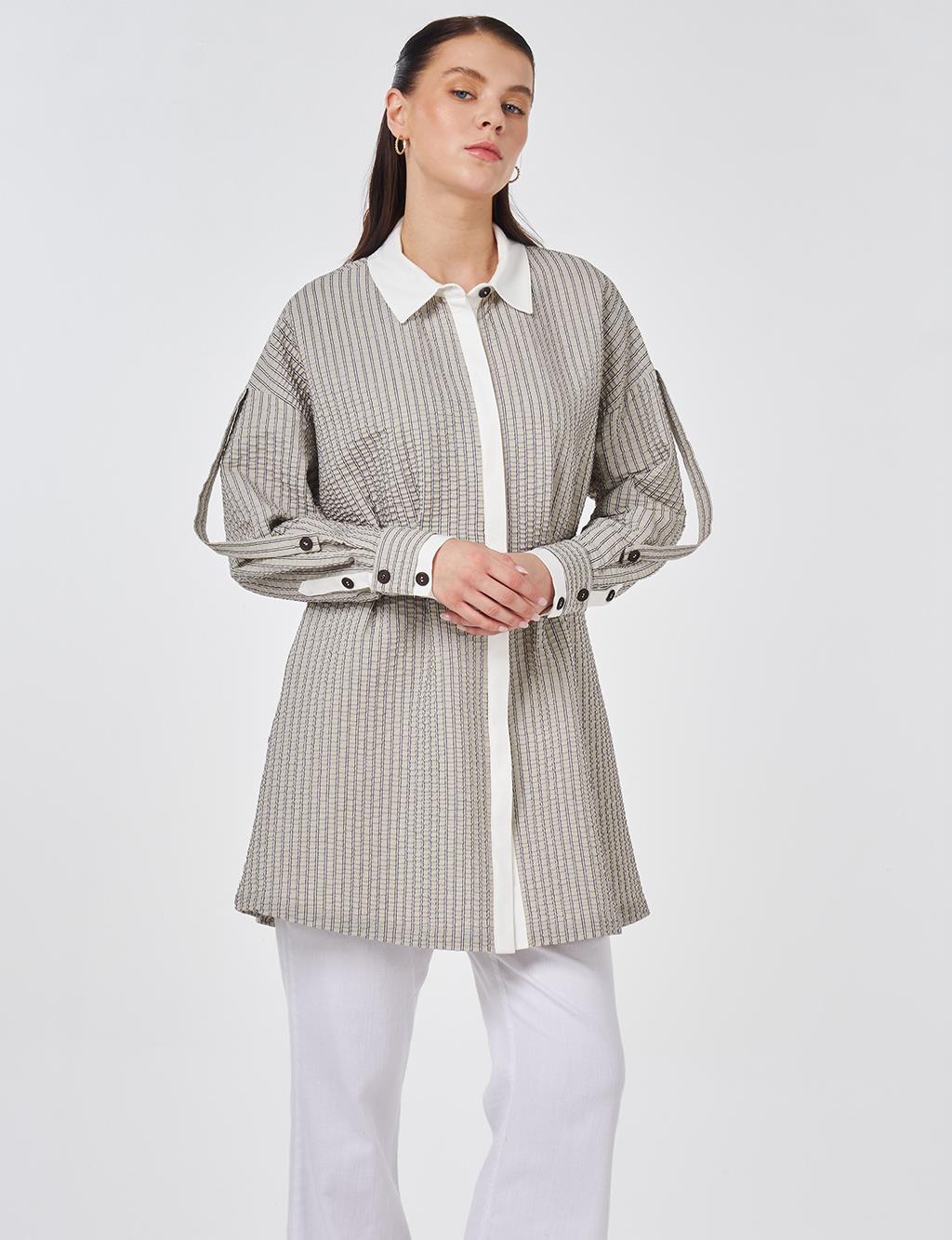 Darled Detail Cotton Tunic Dark Coffee