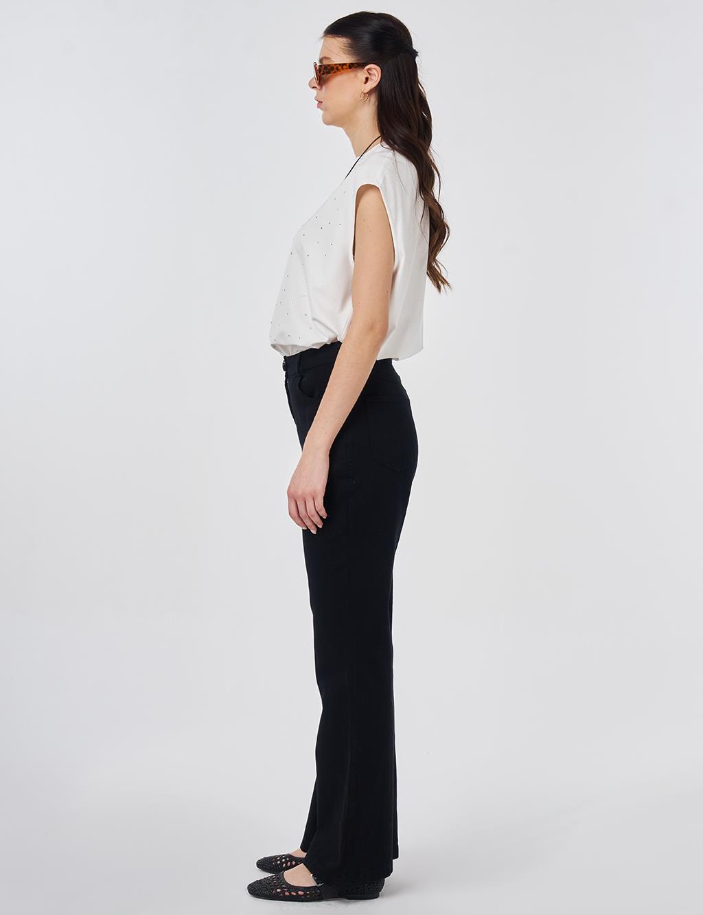 Flared Denim Pants Black