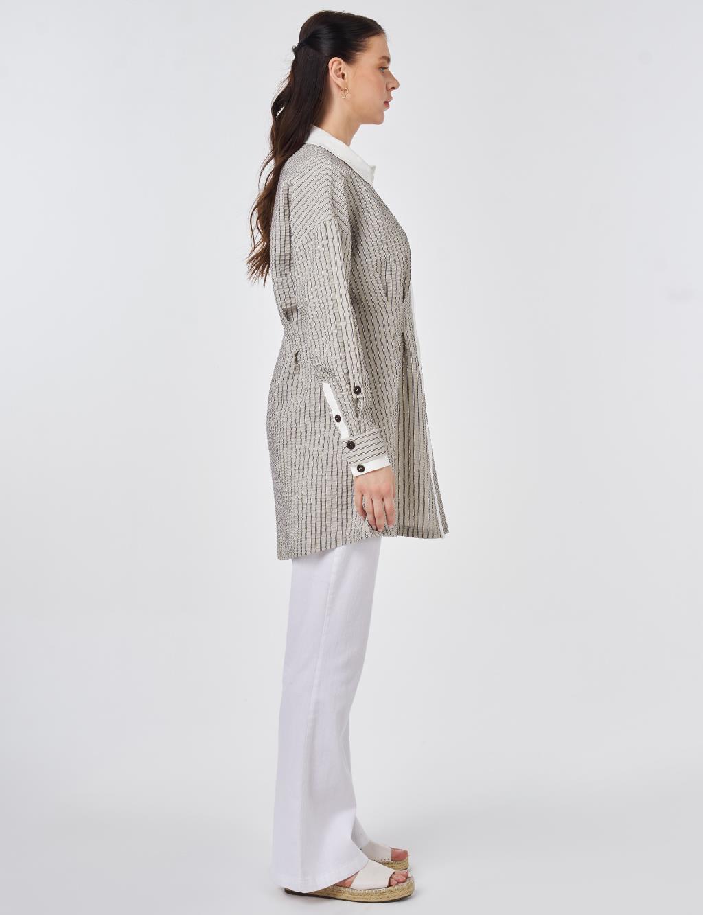 Darled Detail Cotton Tunic Dark Coffee