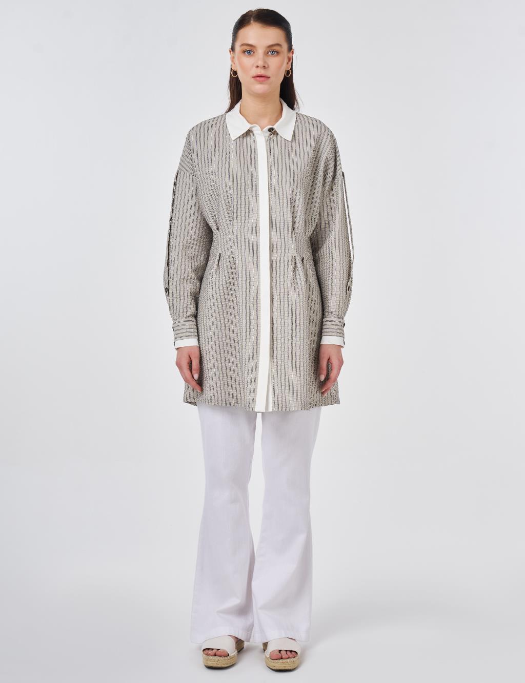 Darled Detail Cotton Tunic Dark Coffee