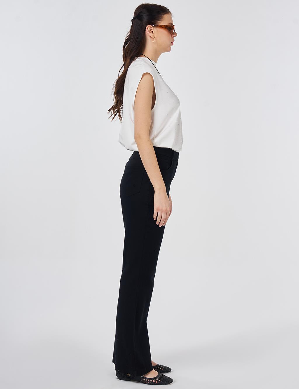 Flared Denim Pants Black