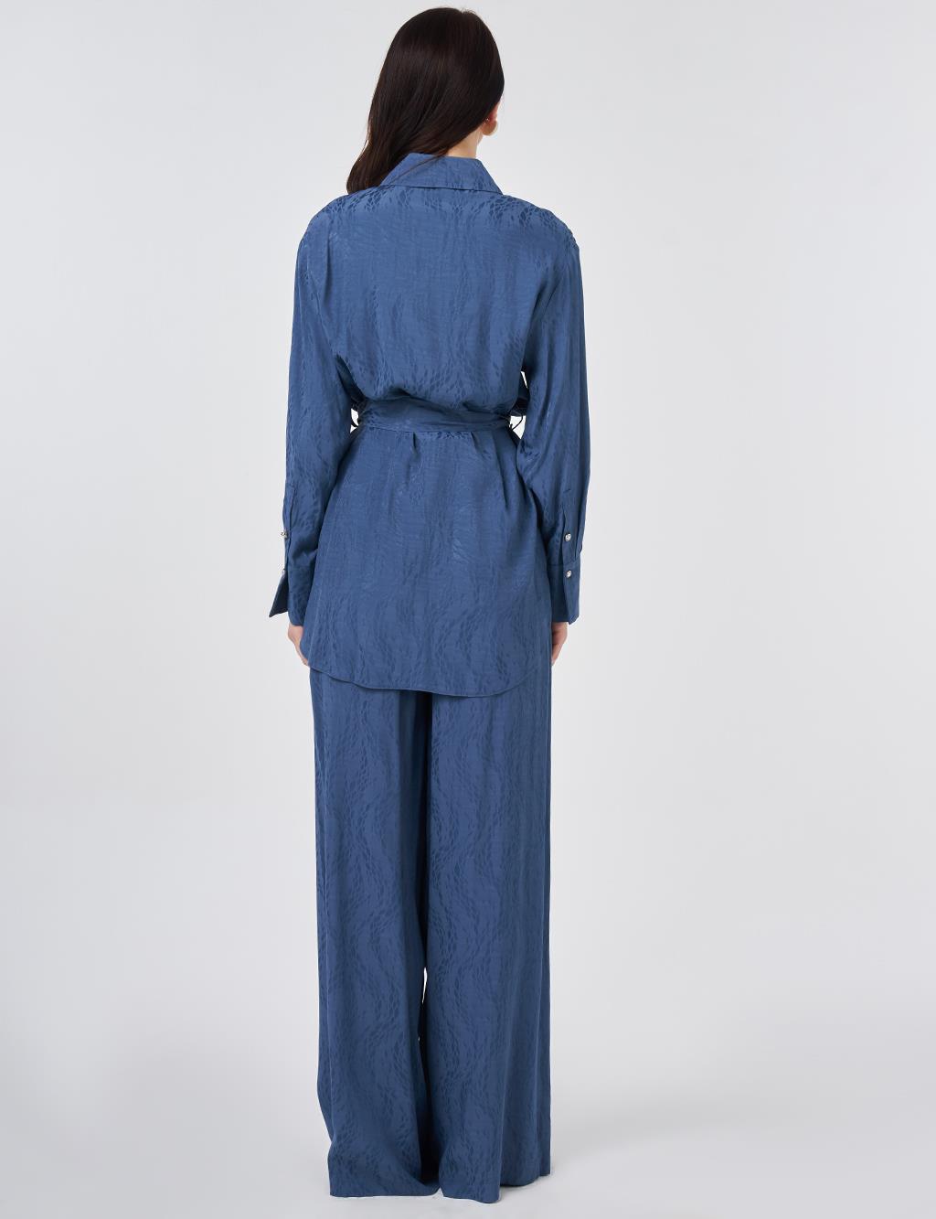 100% Viscose Hotfix Printed Two-Piece Set Indigo