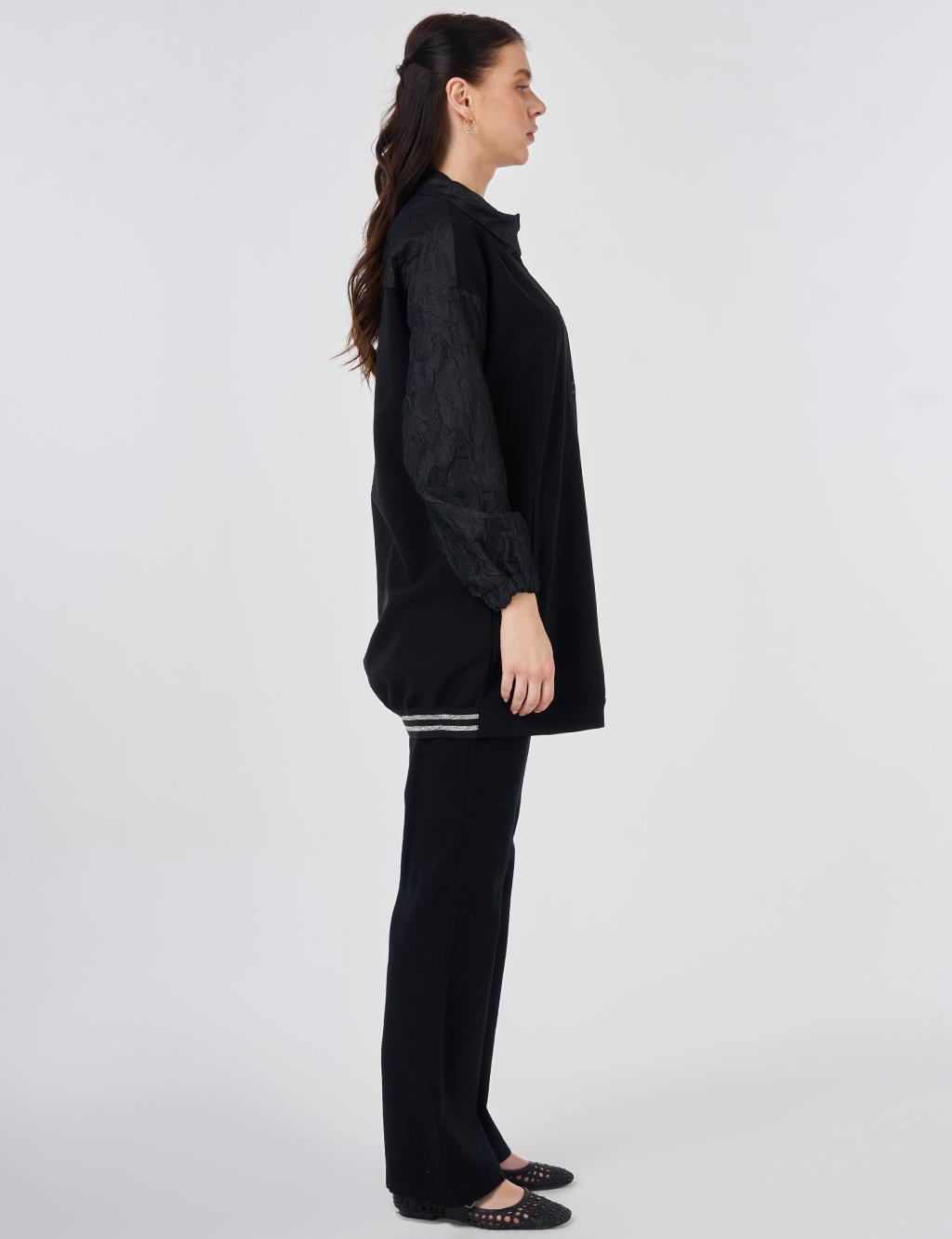 Embroidered Appliqué Jacket Black