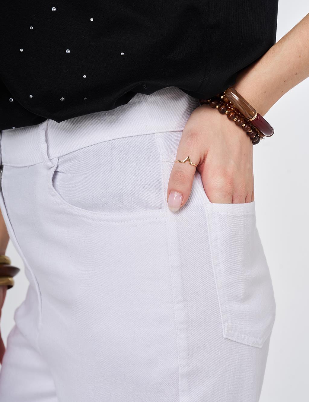 Flared Denim Pants Optical White