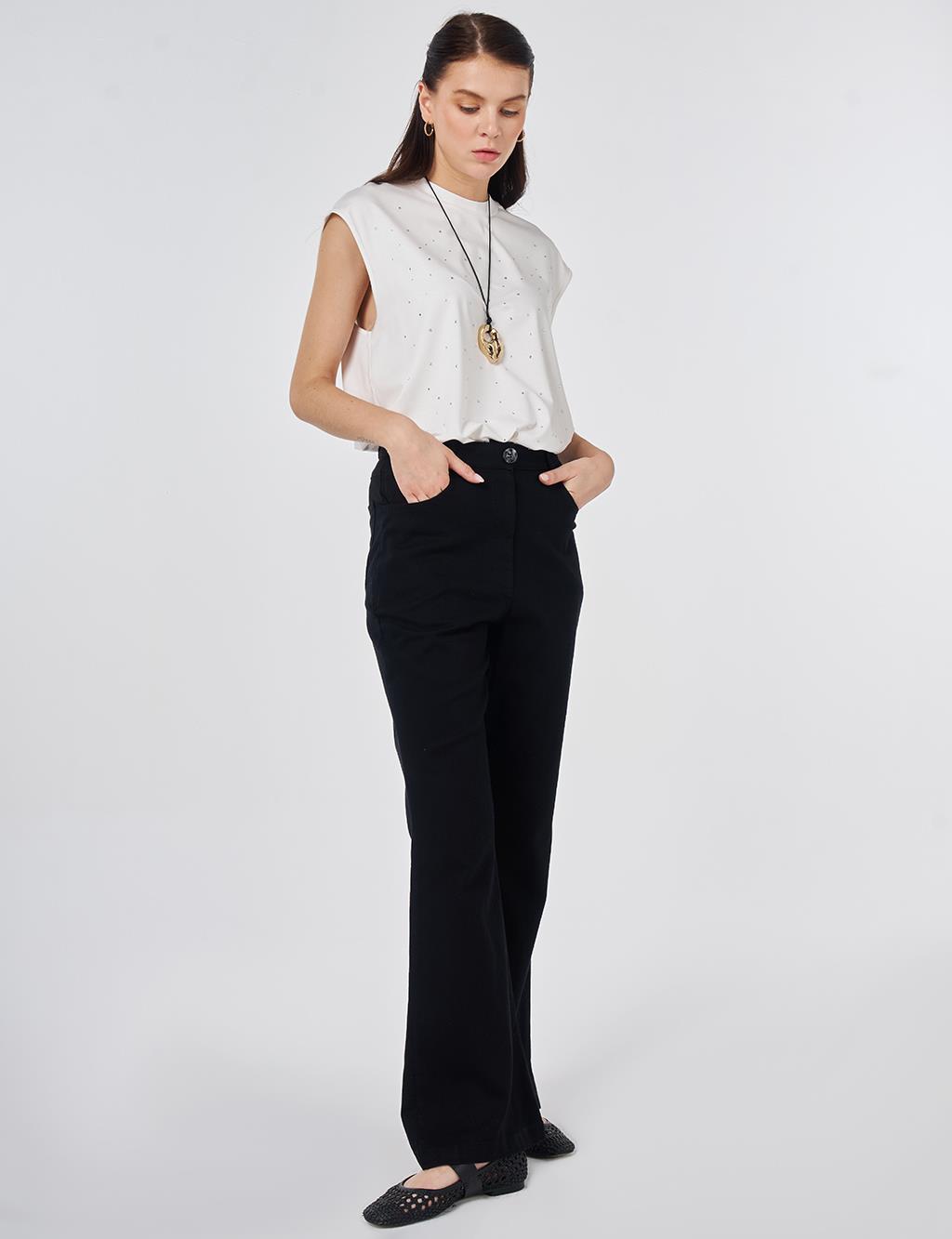 Flared Denim Pants Black