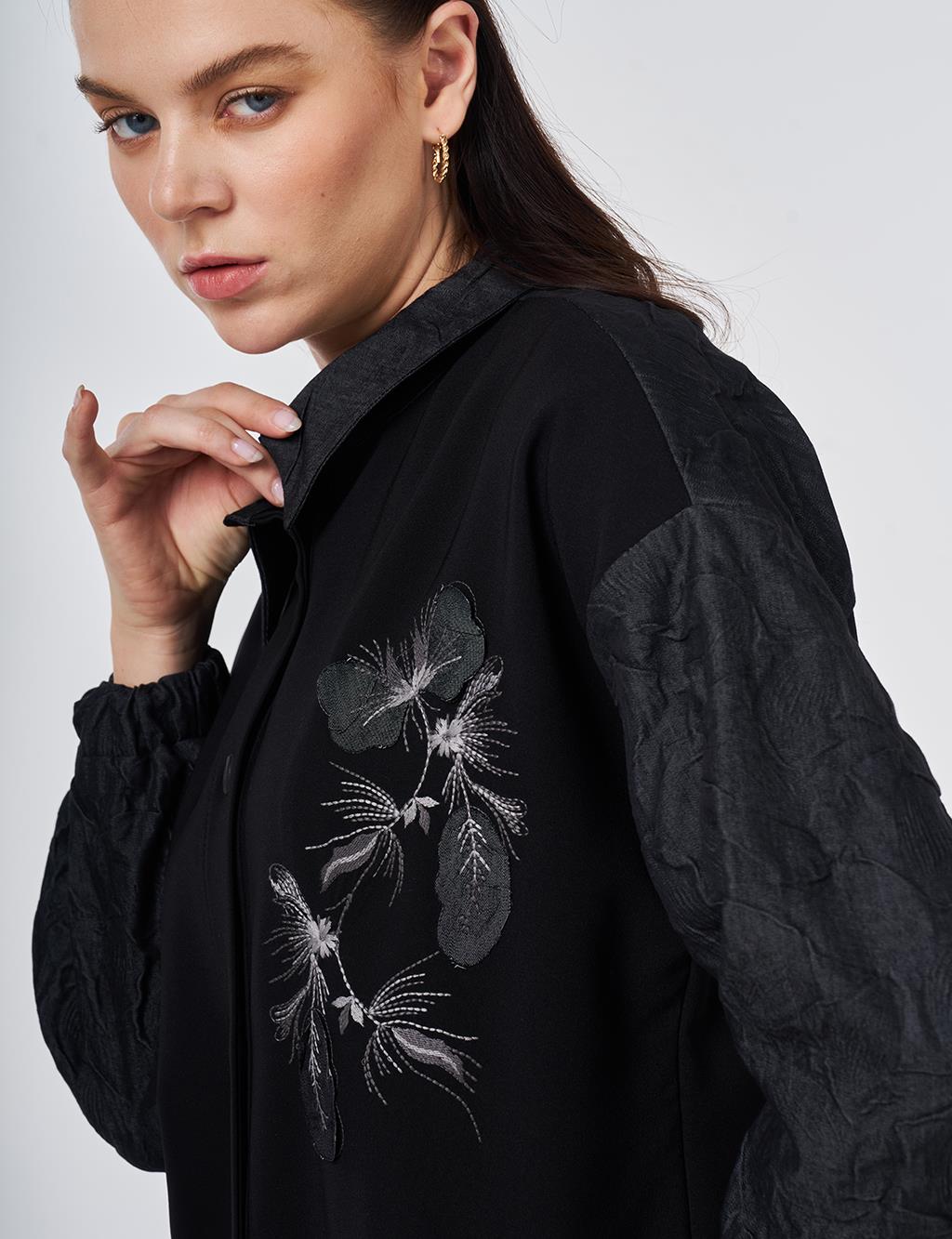 Embroidered Appliqué Jacket Black