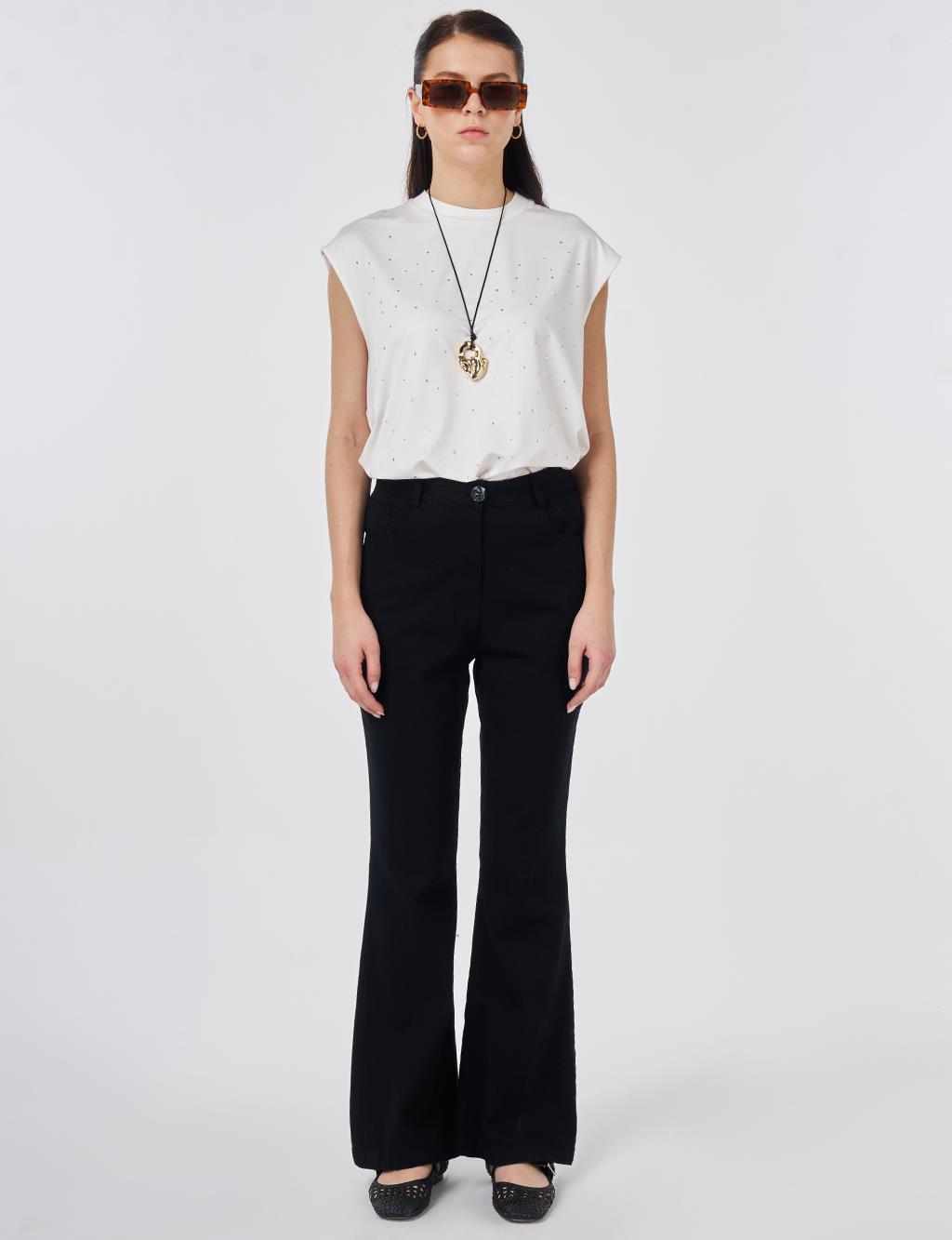 Flared Denim Pants Black