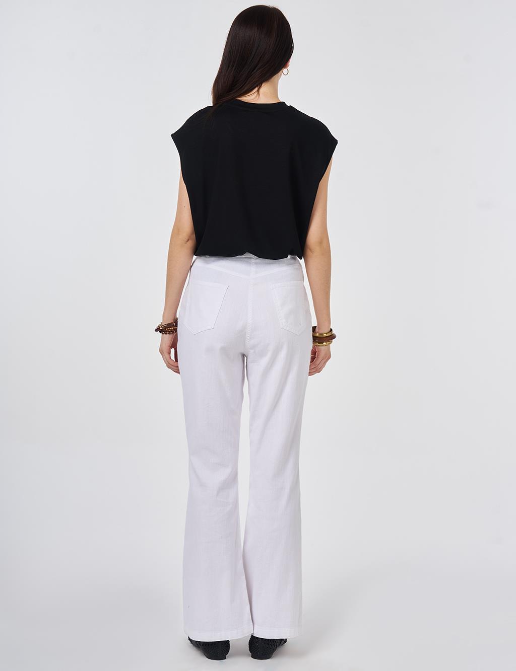 Flared Denim Pants Optical White