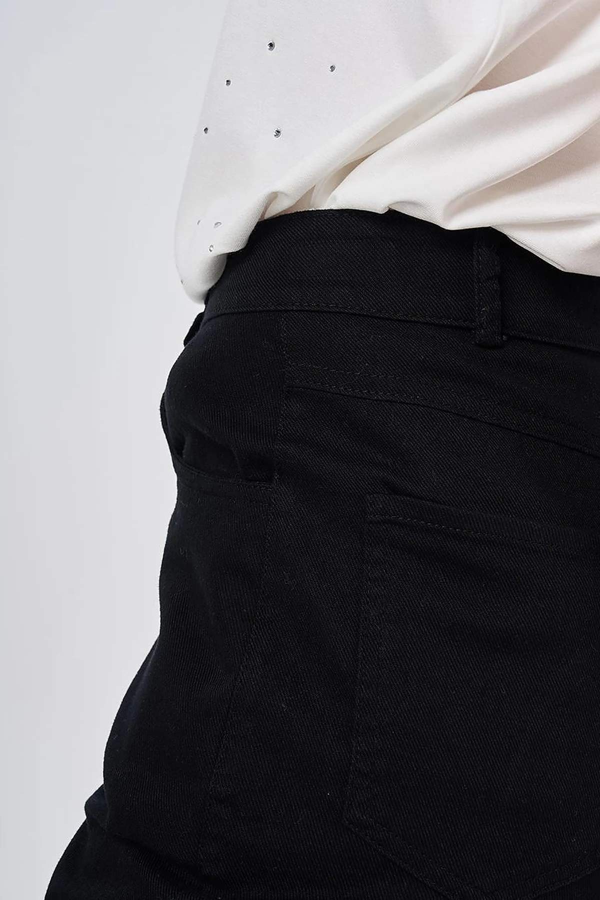 İspanyol Paça Denim Pantolon Siyah