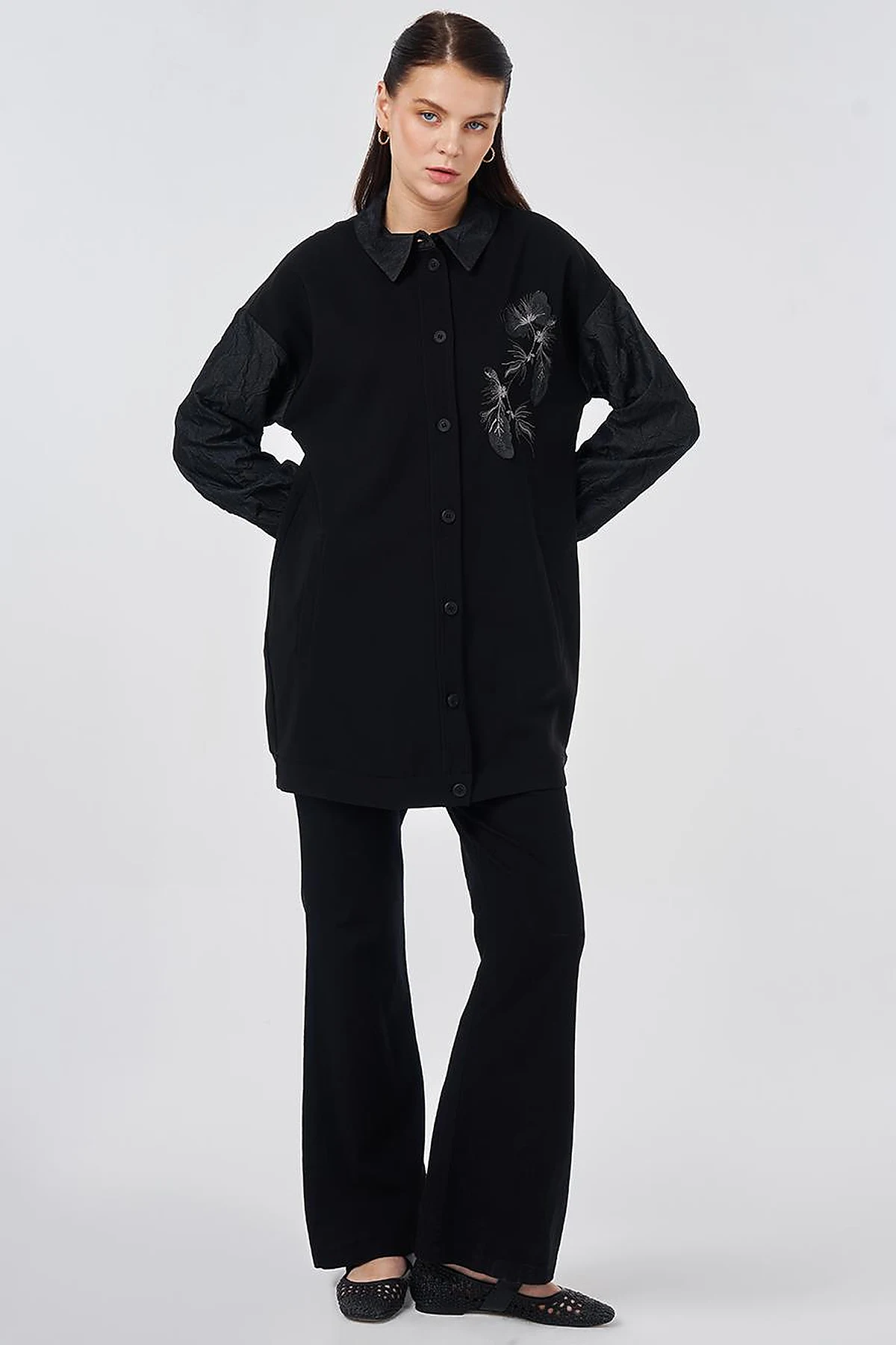 Embroidered Appliqué Jacket Black
