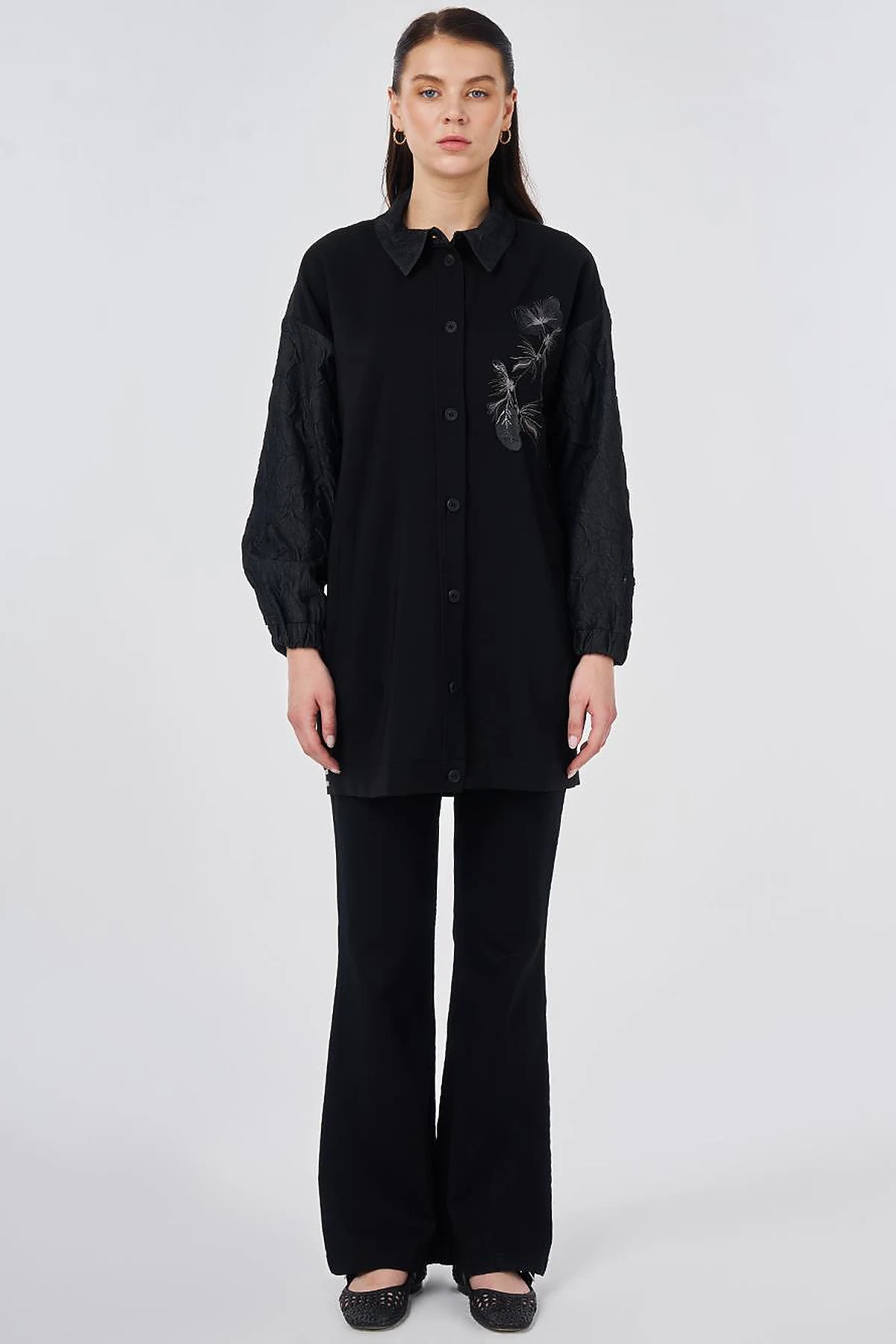 Embroidered Appliqué Jacket Black